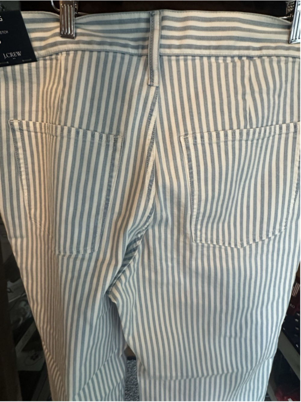 NWT J.Crew Striped High-Rise Wide-Leg Cropped Pants Women's 33P Blue White $118 - Picture 7 of 7